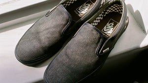 VANS CLASSIC SLIP-ON "STREET KNOWLEDGE" "VAINL ARCHIVE" VAINL ARCHIVE WASHED DENIM BLACK 8