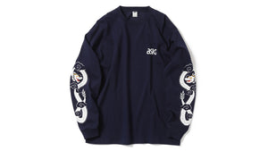 ASICS SportStyle LONG SLEEVE PRINT TEE "BEAMS x mita sneakers"　NVY/WHT